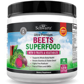 BioSchwartz Beet Root Powder bottle on counter signaling natural energy support