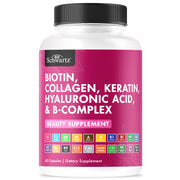 BioSchwartz biotin-collagen-keratin bottle closeup for hair health