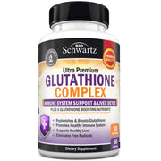 BioSchwartz Glutathione 500mg bottle-front highlighting liver support and immune defense