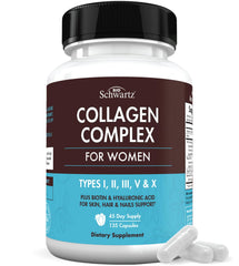 BioSchwartz hydrolyzed collagen capsules bottle for daily skin and joint support.