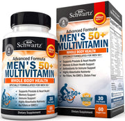 BioSchwartz 50+ multivitamin bottle promotes daily energy and focus.
