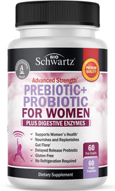 BioSchwartz prebiotics and probiotics bottle supports daily gut balance and overall wellness