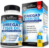 BioSchwartz triple-strength omega-3 bottle front supports daily heart and joint health.