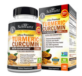 BioSchwartz turmeric curcumin bottle on shelf highlighting 95% curcuminoids for joint support