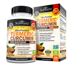BioSchwartz turmeric curcumin bottle on shelf highlighting 95% curcuminoids for joint support
