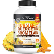 BioSchwartz turmeric quercetin bromelain bottle showing high-potency daily supplement.