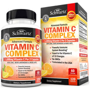 BioSchwartz Vitamin C Complex bottle in focus for daily immune support.