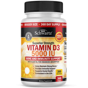 BioSchwartz Vitamin D3 softgels bottle on countertop for daily immune support