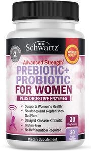 BioSchwartz Women's Probiotics bottle aids daily gut balance.