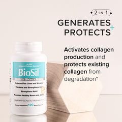 Two Biosil bottles arranged for the 240-serving package.