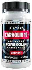 Biotest Carbolin-19 bottle on shelf with extended-release formula for sustained energy.