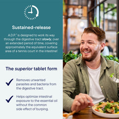 BIOTICS RESEARCH A.D.P. oregano tablets GMP lab scene conveys quality.