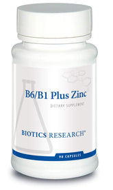 Biotics Research B6 B1 Plus Zinc bottle pour for easy daily supplementation.