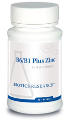 Biotics Research B6 B1 Plus Zinc bottle pour for easy daily supplementation.