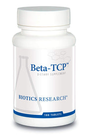 Biotics Research Beta-TCP bottle front showing digestive enzyme blend for fat digestion
