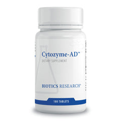 Biotics Research Cytozyme-AD bottle front label promotes adrenal support and calm energy