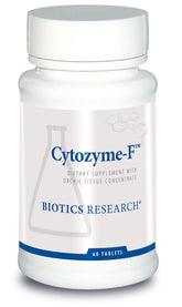 Biotics Research Cytozyme-F bottle front page showing endocrine support tablet packaging