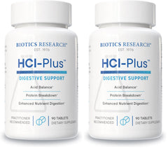 Biotics Research HCl Plus bottle front, signaling digestive support in a clean label.