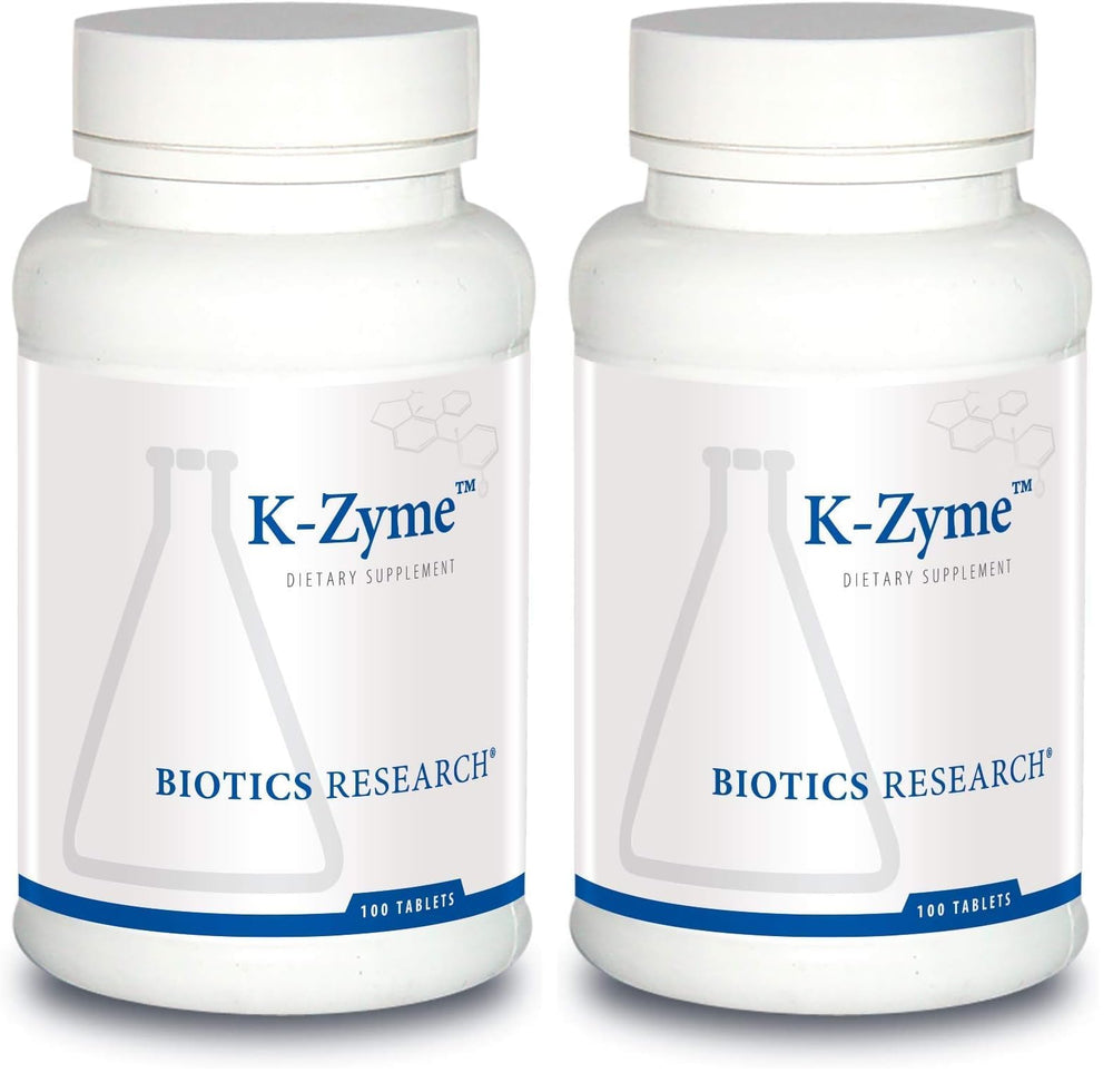 Biotics Research K Zyme potassium bottle showing electrolyte support for daily activity