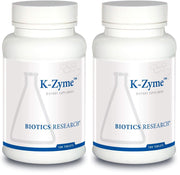 Biotics Research K Zyme potassium bottle showing electrolyte support for daily activity