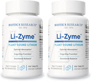 Biotics Research Li-Zyme bottle highlighting whole-food lithium for brain support.