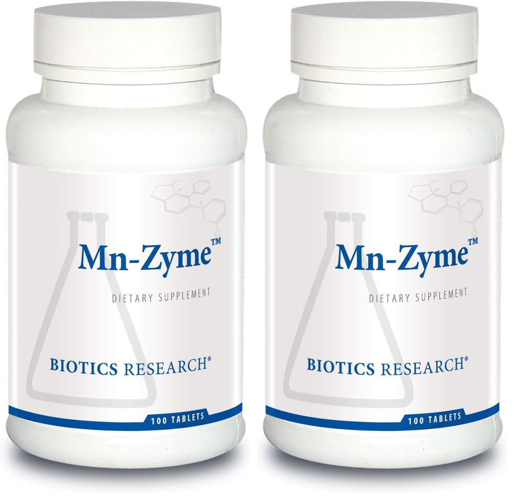 Biotics Research Mn Zyme bottle front highlighting manganese support for metabolism and antioxidant activity