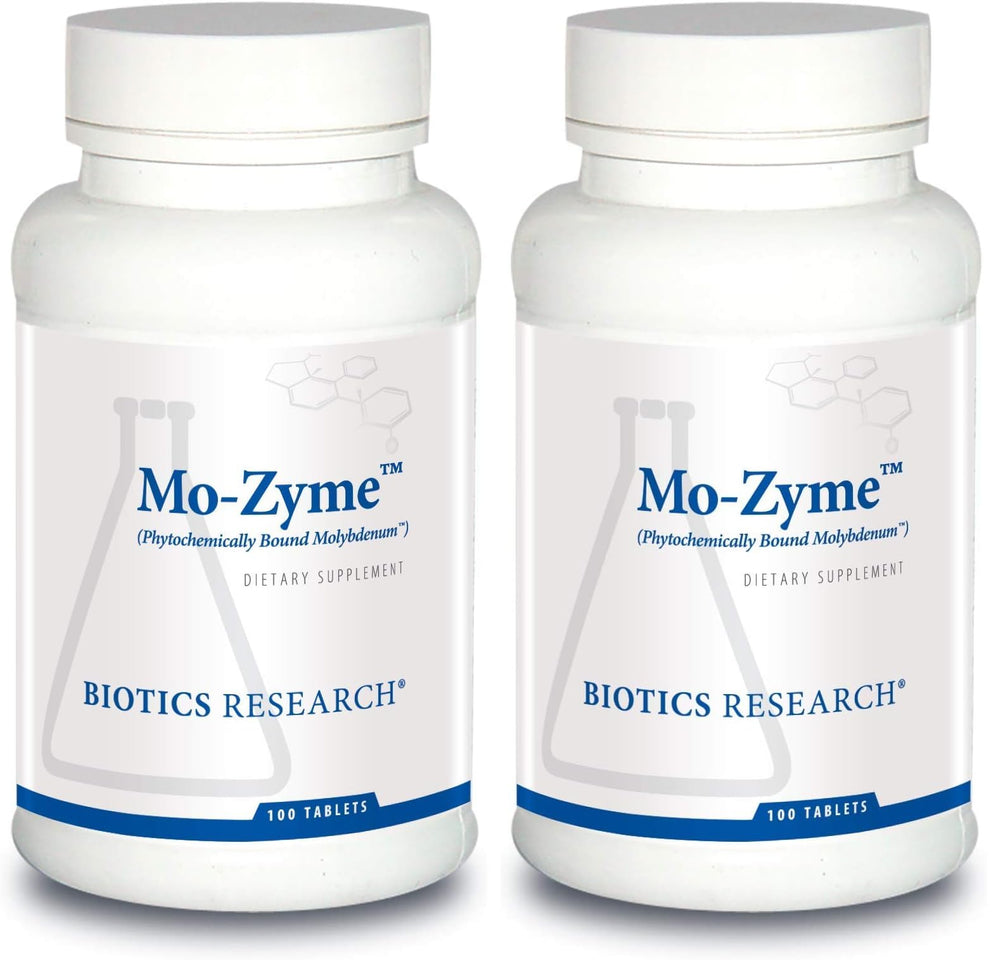 Biotics Research Mo-Zyme molybdenum tablet close-up for liver support.