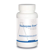 Biotics Research Nuclezyme-Forte bottle front with RNA/DNA blend for aging support.
