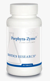 Biotics Research Porphyra-Zyme bottle with concentrated porphyrins for potential detox support.