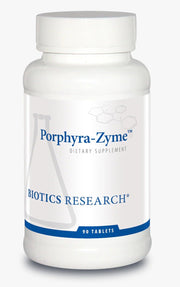 Biotics Research Porphyra-Zyme bottle with concentrated porphyrins for potential detox support.