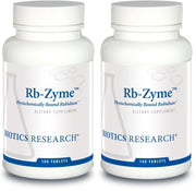 Biotics Research RB Zyme bottle front view highlighting tablets for glandular support