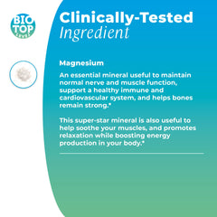 BIOTOPLEVEL Magnesium Liquid Drops highlight multi-benefits for nerves, muscles, and mood.