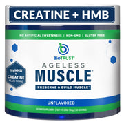 BioTrust Ageless Muscle bottle with scoop shows convenient daily dosage.