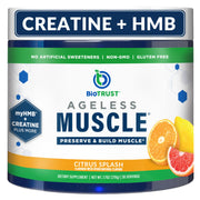 BioTrust Ageless Muscle Citrus Splash powder ready to mix for a refreshing workout boost.