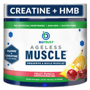 BioTrust Ageless Muscle bottle with fruit punch flavor for easy daily mixing.
