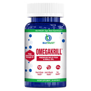 BioTrust OmegaKrill bottle with capsules for daily omega-3 support