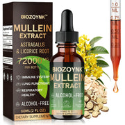 BIOZQYNK Mullein Drops bottle pour for gentle daily lung support.