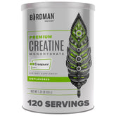 Birdman creatine monohydrate tub front view highlighting purity