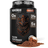 Birdman Falcon Performance bottle and tub prepared for post-workout protein recovery