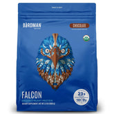 BirdMAN Falcon protein scoop shows 23g plant-based protein per serving for balanced nutrition.
