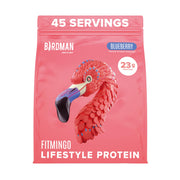 Birdman Fitmingo blueberry protein tub for plant-based nutrition and fullness