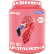 Birdman Fitmingo blueberry shake shows vegan protein for post-workout recovery