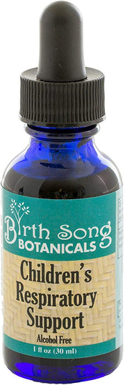 Birth Song Botanicals kids respiratory tincture bottle with elderberry supports seasonal wellness at home