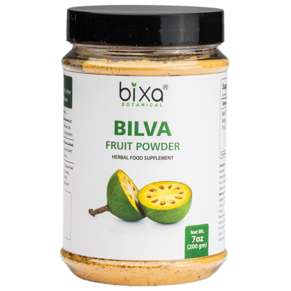 Packaging of Bixa Botanical Bilva Powder on a shelf for everyday use.