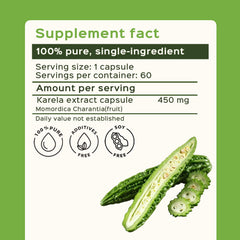 bixa BOTANICAL Bitter Melon capsules back panel with product details.