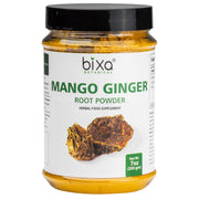 Bixa Botanical mango ginger powder jar ready for kitchen use and versatile flavoring.