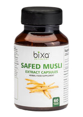 Bixa Botanical Safed Musli capsules bottle front for vitality support