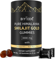 BIYODE Shilajit Gummies bottle front promoting energy support.