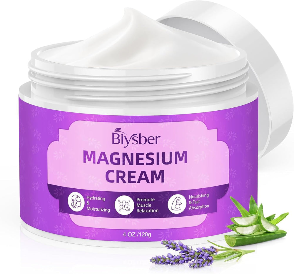 BIYSBER topical magnesium lotion bottle promotes a calm, restful night.