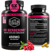 Black Forest 5X Berberine DHB bottle highlighting advanced absorption and use